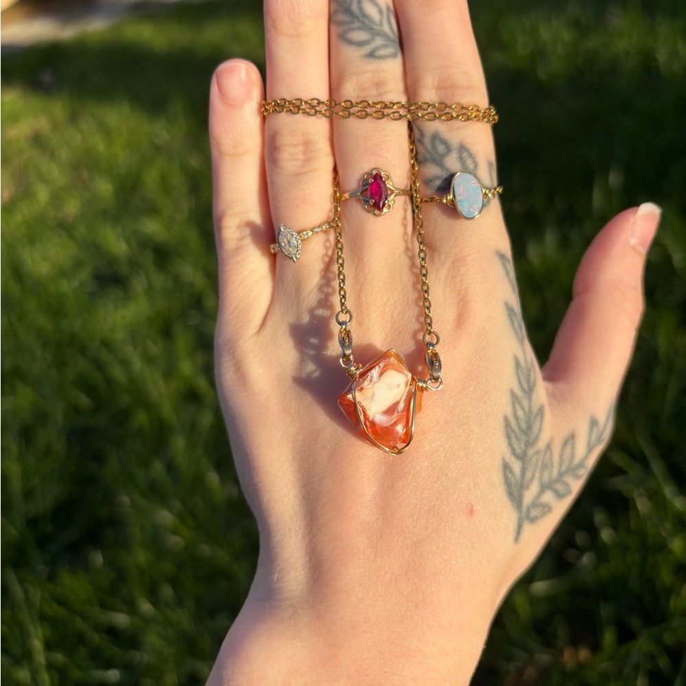 Fire opal interchangeable necklace - Picture 3 of 3
